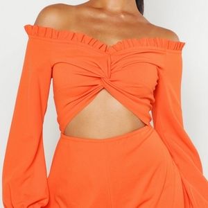 Off The Shoulder Frill Twist Playsuit